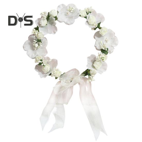 

Декор из искусственных цветов, пляжная свадебная повязка на голову с лентой, богемный стиль, свадебный цветок, головной убор, аксессуар для волос белый