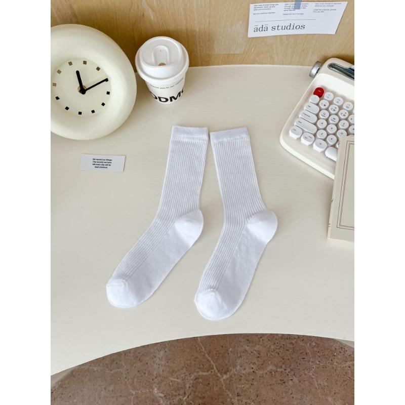 

Ballet-style White Pile-up Socks for Women s Summer, Thin Mid-calf Cotton Semi-transparent Boneless Calf Socks 1 pair білий