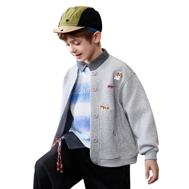 ASK JUNIOR Boys Casual Baseball Collar Jacket 170