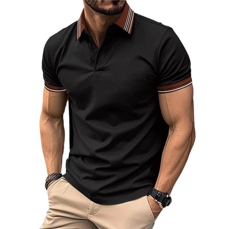 Pánské pruhované polo tričko s odkládacím límcem a krátkým rukávem, ležérní letní slim fit košile, šaty s knoflíky, klasické golfové košile
