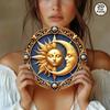Vintage Sun Moon Metal Wall Art Golden Blue Home Decor Gift