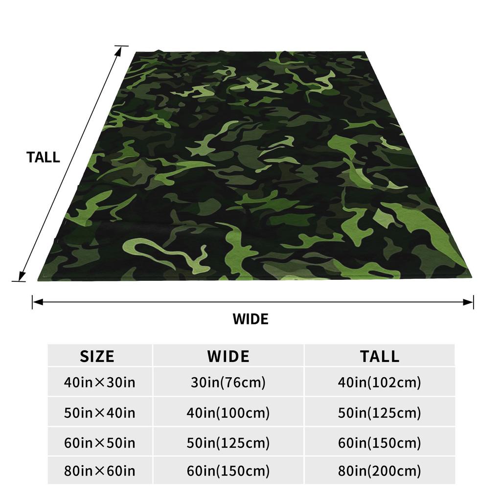 Flannel Throw Blanket Green Camouflage Army Camo Warm Plush Blankets Soft Bedding for Bed Living room Home Travel Couch
