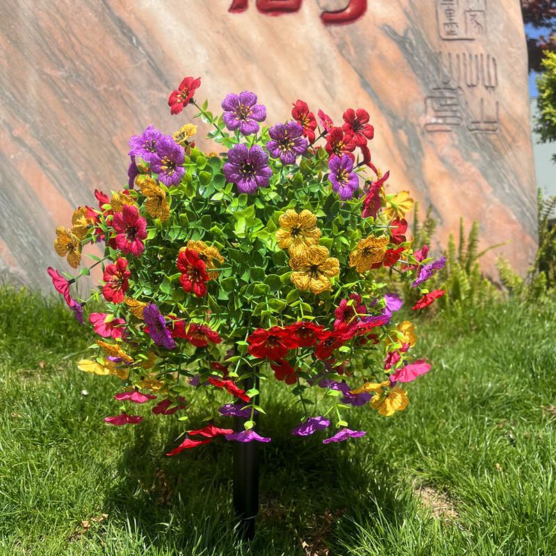 Artificial Topiary Ball Flowers For Outdoors Planters, Spring Decoration with Spike, UV Resistant Faux Summer Plants, Fake Bushes Indoor Decor