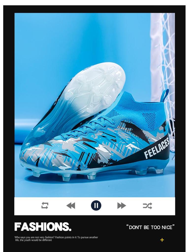 2024 Men's Fly-Knit High-Top Soccer Shoes with Breathable Sock Liner for Professional Turf Training