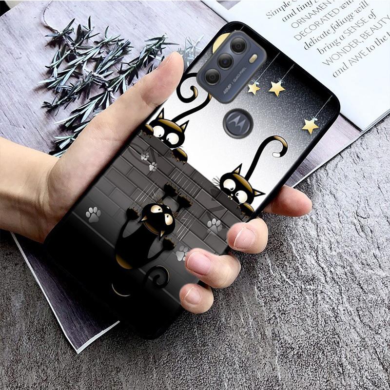 Black Cat Phone Case for Motorola Moto E32 E20 E40 G22 G52 G20 G30 G100 G60 G50 G10 GPure GStylus G9 One Action Macro