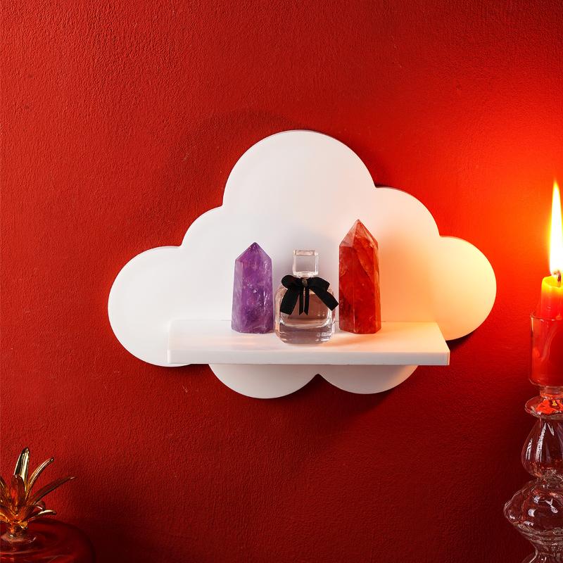 Modern Style Wooden Wall Storage Rack Durable Stable Cloud Shape Shelf Minimalist Wall Mounted Shelves Storage