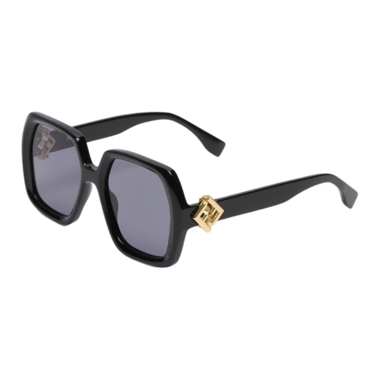 Fendi Logo Acetate Square Sunglasses Women Sunglasses Black FOL091V1P