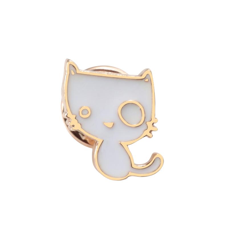 Cartoon Tier Broschen Schwarz Weiß Paar Katze Fischgräte Emaille Pins Kleidung Kragen Revers Pin Tasche Metall Abzeichen Schmuck Für Liebhaber