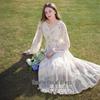 Women's French Floral V-Neck A-Line Midi Dress