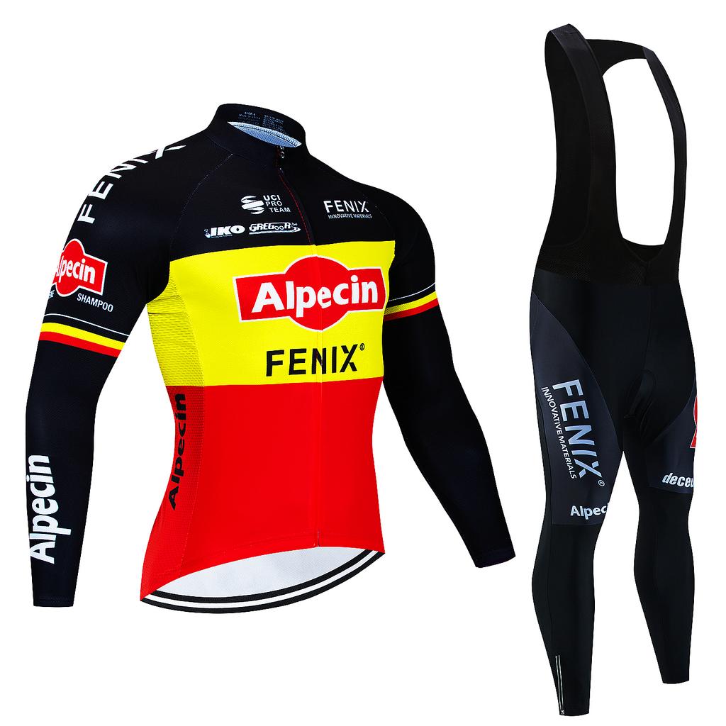 2026 Alpecin Deceuninck Paesi Bassi Set Maglia Ciclismo Manica Lunga Van der Poel Abbigliamento Giacca Termica Bici Tuta Pantaloni Salopette MTB
