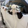 Ribbon Car Door Handle Mirror Flowers Romantic Artificial Roses  Ceremony Party Decor