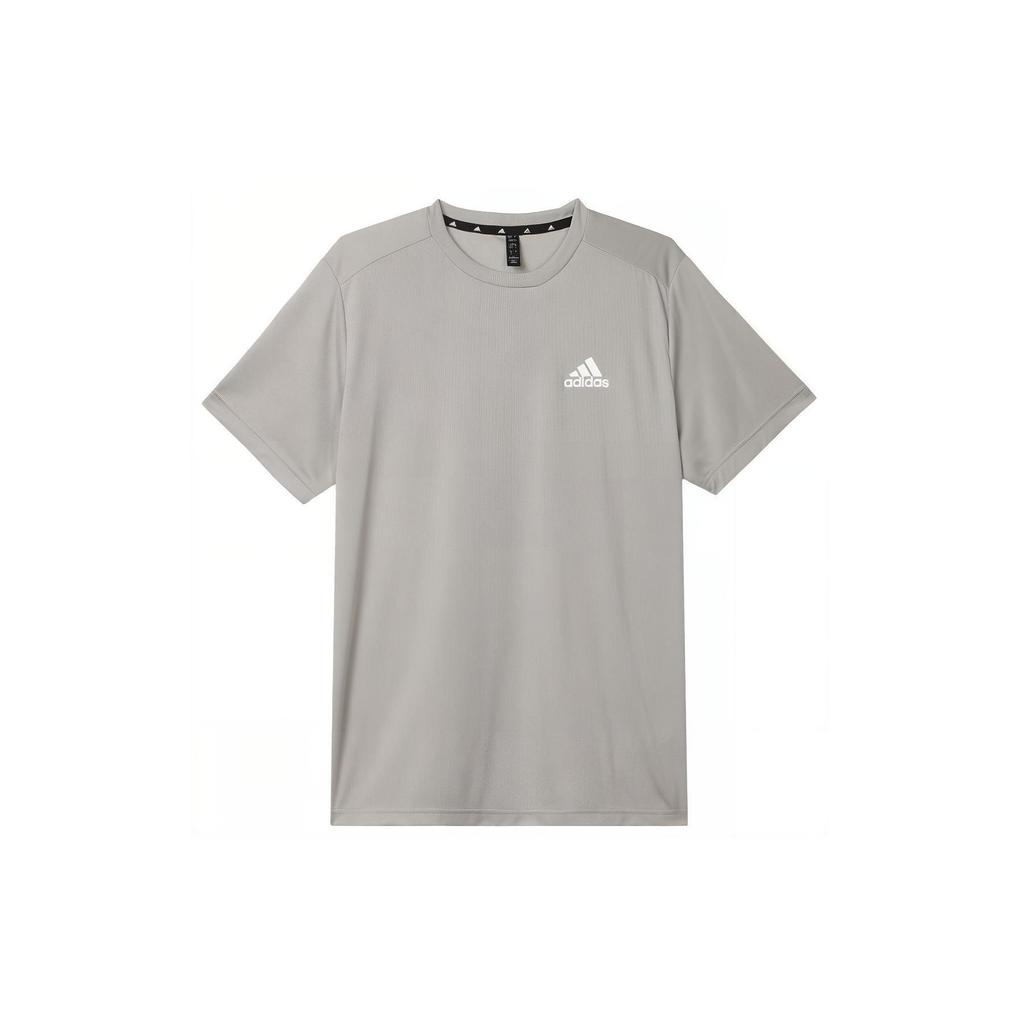 Adidas Logo Print Quick-Dry Crew Neck Short Sleeve T-Shirt Men Tops Grey GM2121