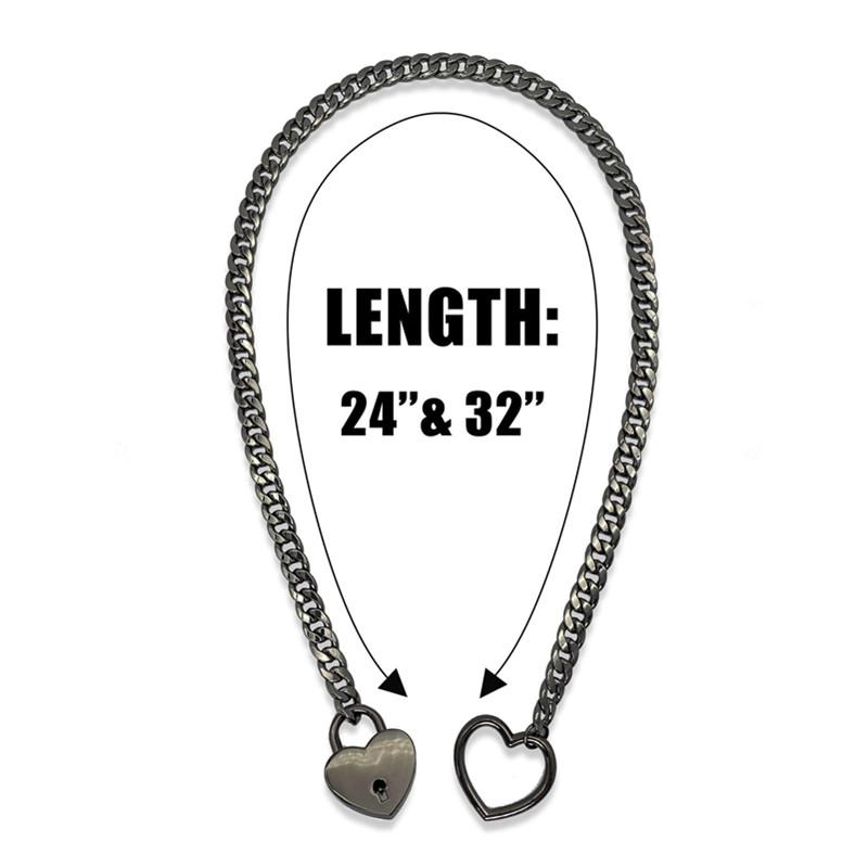 Rollenspiel Damen Slip Kette Halskette Herz O-Ring Rock Kubanisch Cosplay Lange Halskette Verstellbar Herzförmiger Schlosskern Mit Schlüssel