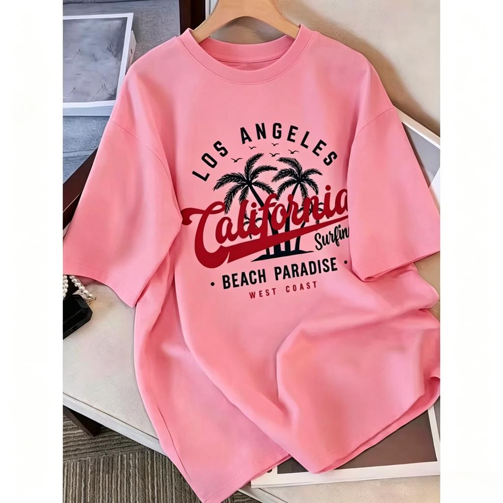 California Los Angeles West Coast Print T Shirt Unisex Unisex Retro Palm Tree Graphic Tee Casual Crew Neck Short Sleeve For Summer