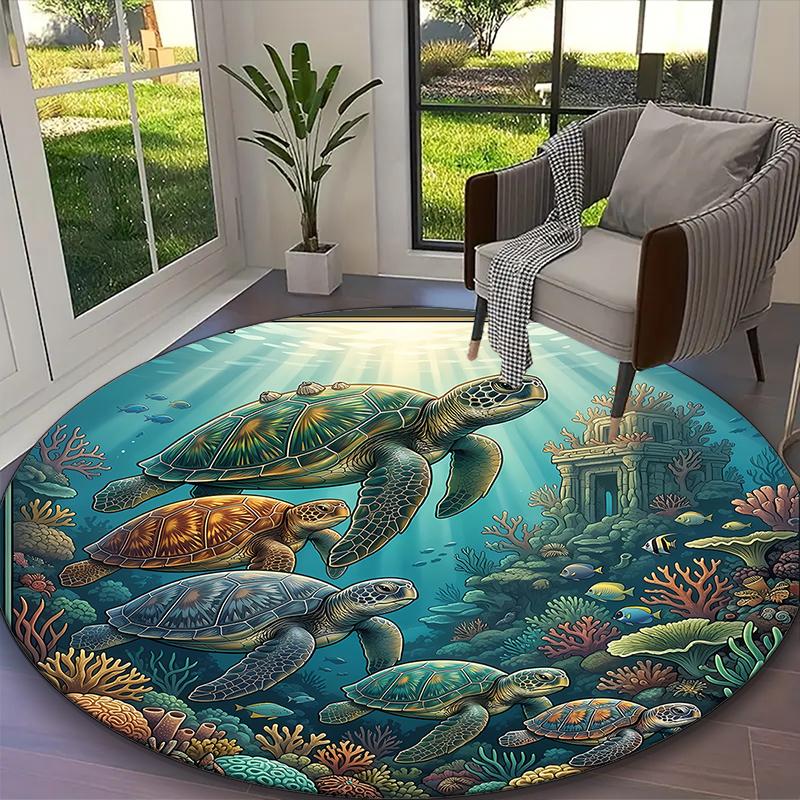1pc General-purpose Rug, Ancient Celestial Glow Printed Round Rug, Comfortable Office Chair Carpet, Home Entrance Floor Mat