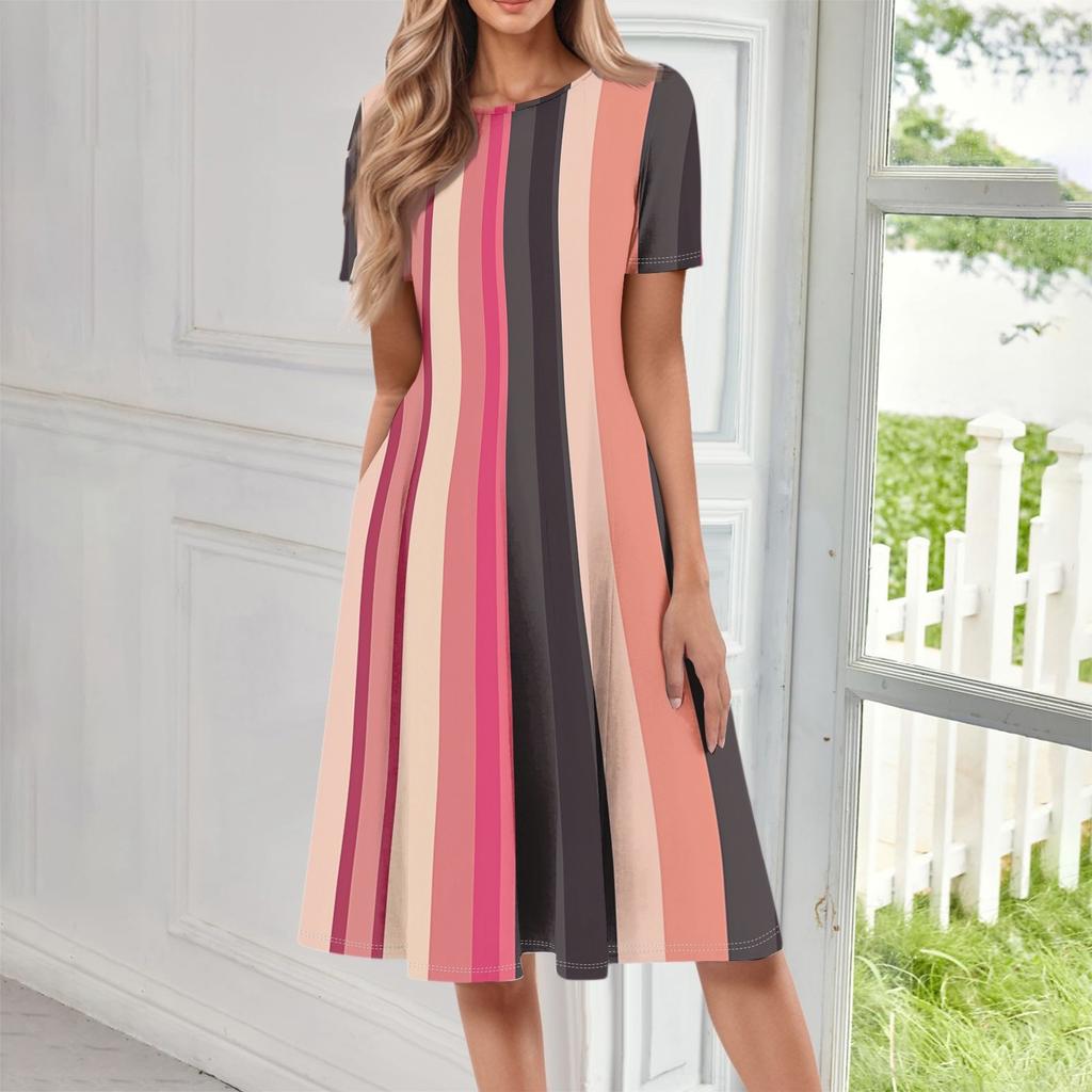 Dresses For Women Summer Casual Button Up V-neck Short Sleeve Wear To Work Dresses