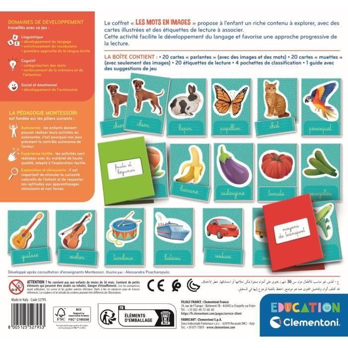 Montessori - Clementoni - Les mots en images - Jeu éducatif développement du lexique - Dés 3 ans