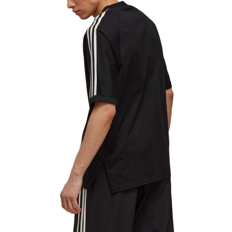 Y-3 SS23 Logo Stripe Crew Neck Straight Cut Short Sleeve T-Shirt Unisex Tops Black H63065