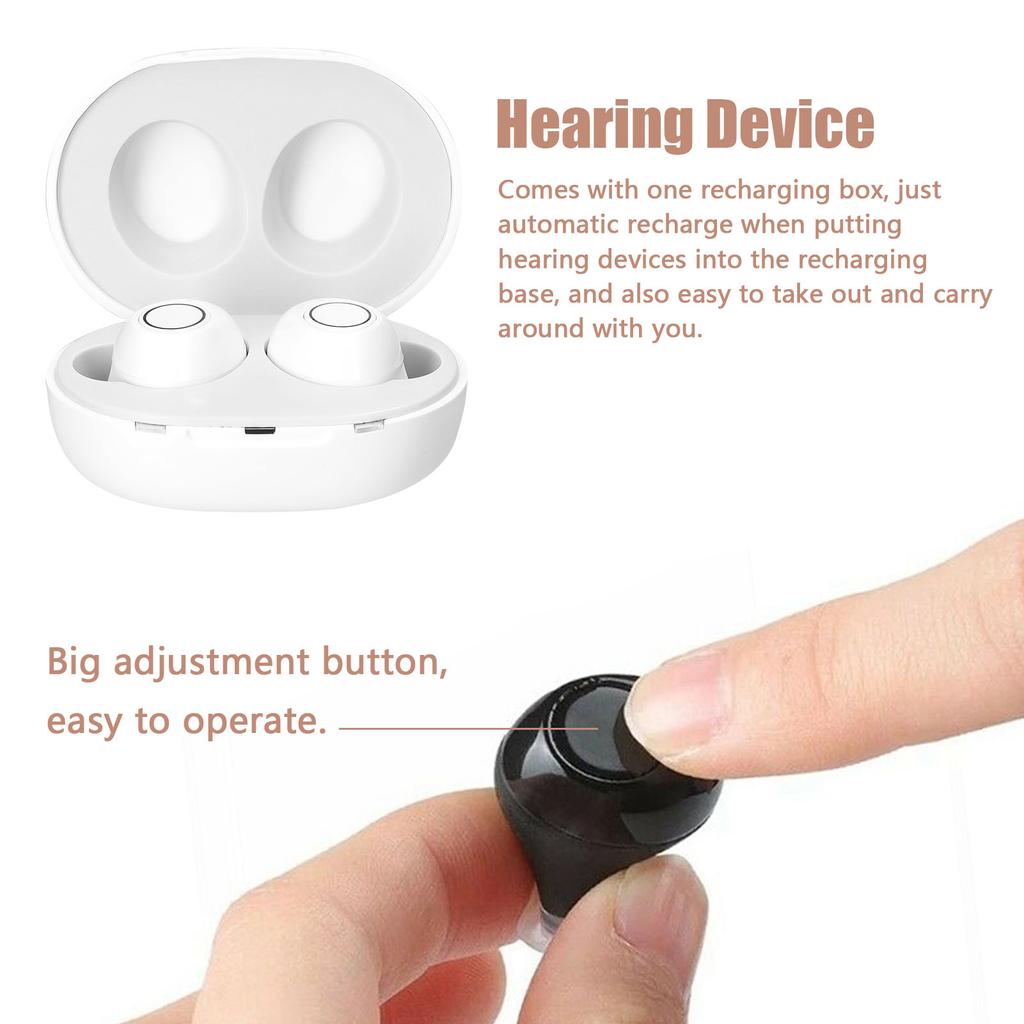 Mini wiederaufladbares Hörgerät, digitaler Lautstärkeregler, Ohrklangverstärker mit Ladestation