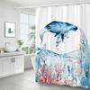 Dolphin Shower Curtain Blue Underwater World Marine Life Polyester Fabric Kids Ocean Theme Bathroom Curtain Decor with Hooks