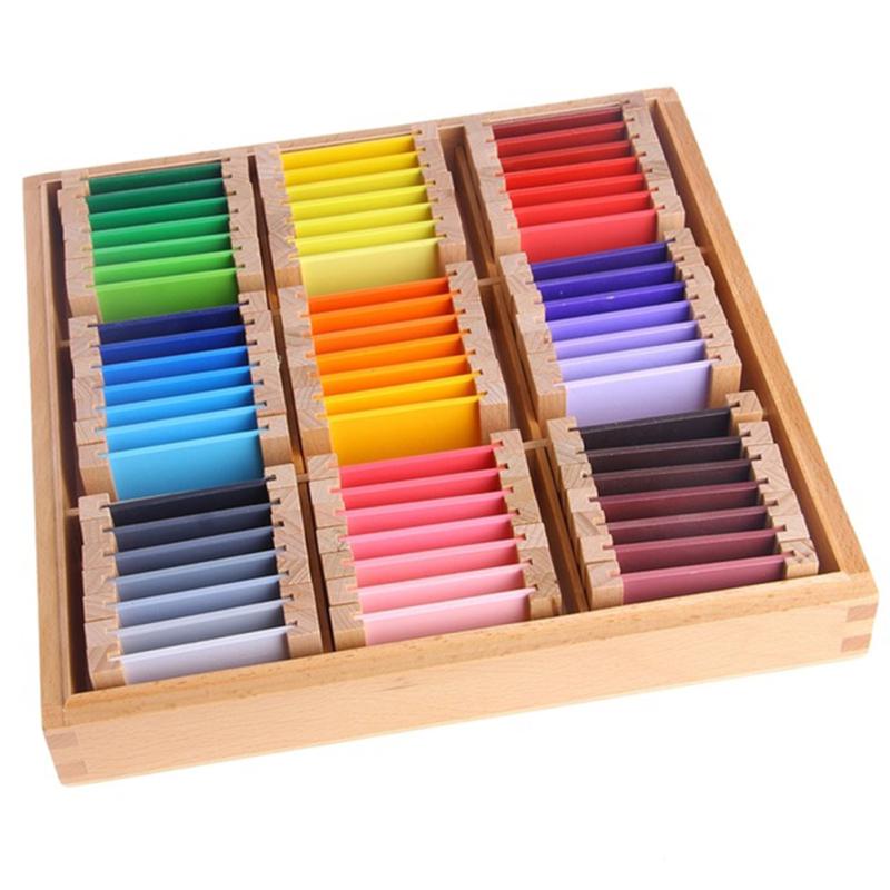 Montessori Wooden Sensorial Learning Color Tablet Box Color Card Wood Kids Preschool Color Training