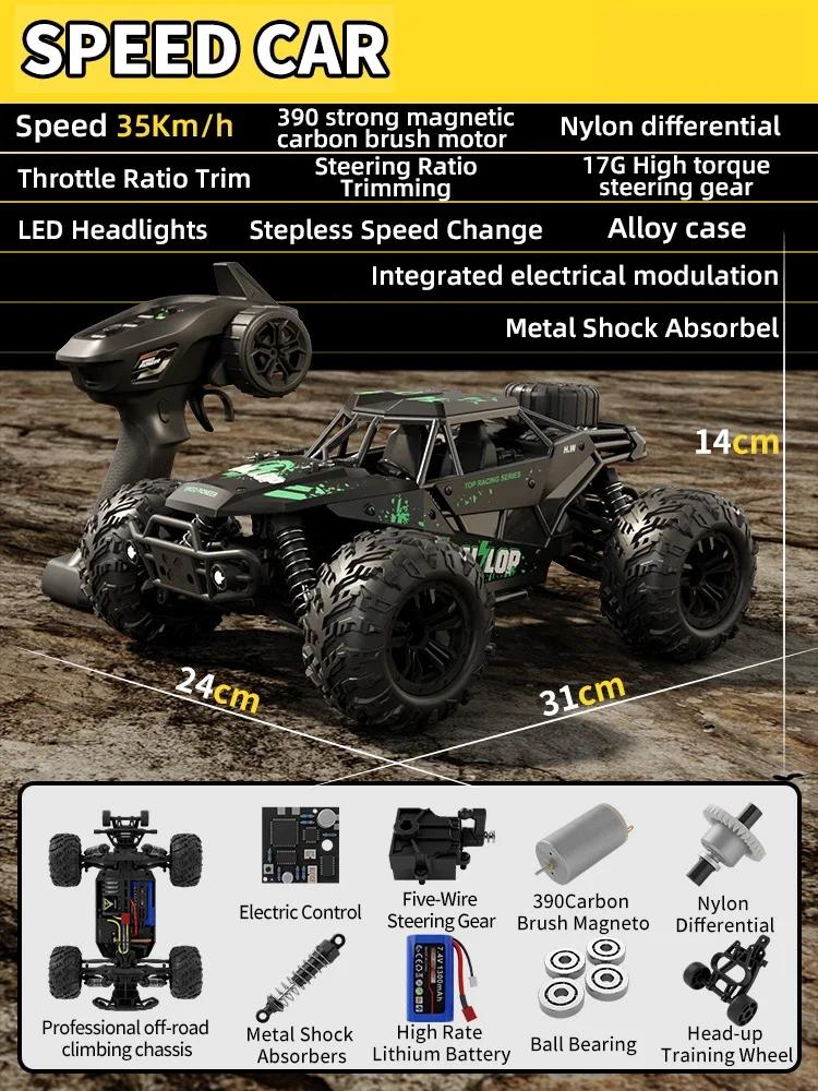 

2025 New 1:16 4WD Remote Control Car 35 km/h High-Speed Off-Road RC Car All-Terrain 2.4G Electric RC Car with LED Lights чёрный