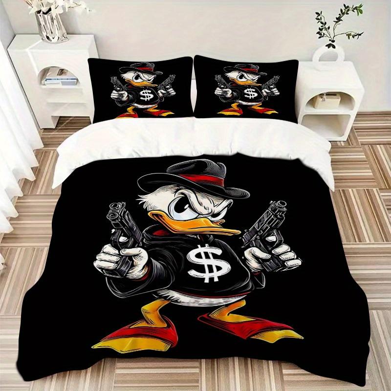 3pcs set Donald Duck1pc of quilt cover+2pcs of pillowcase, no core, print bedding, All Seasons Bedroom Setting030