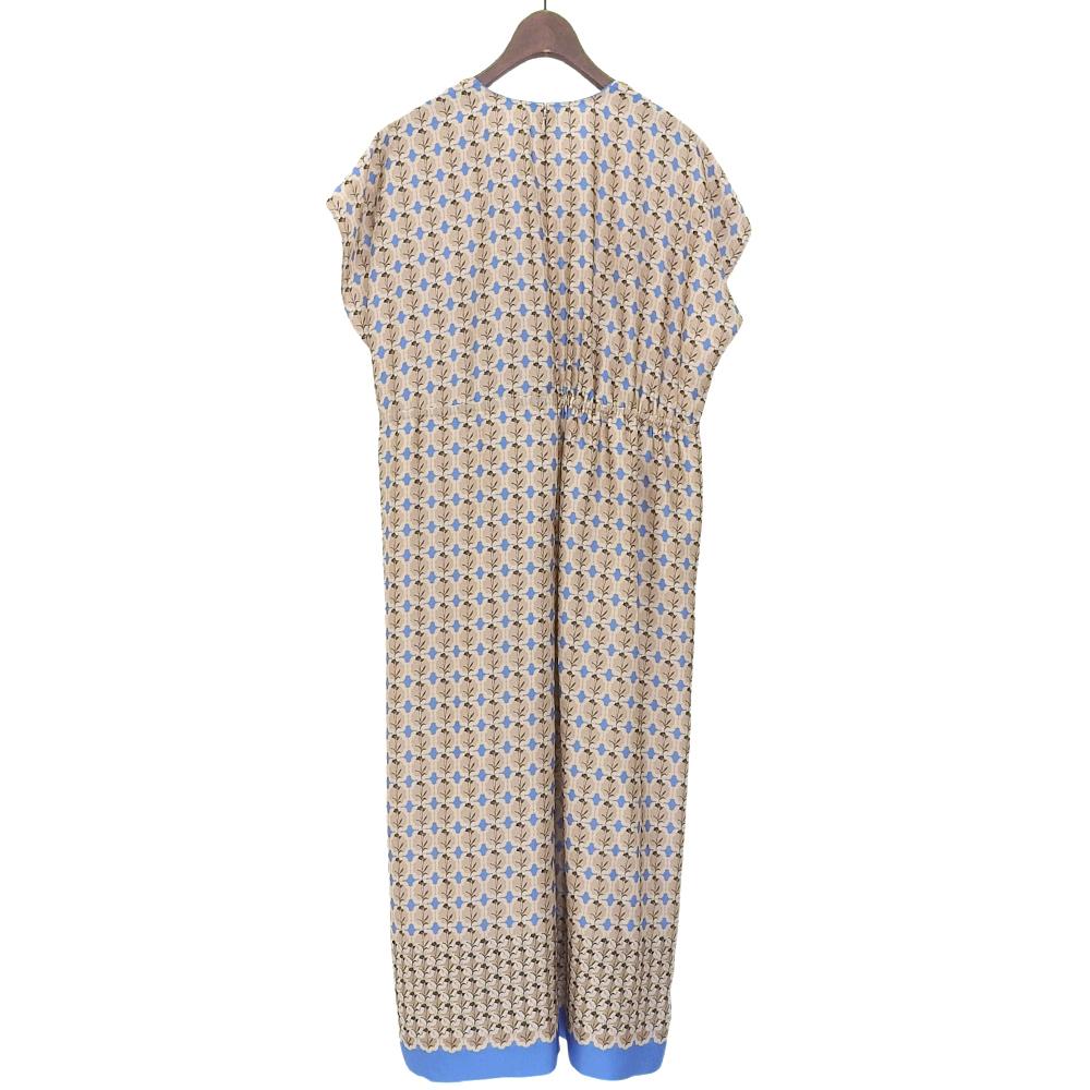 BALLSEY Excellent Condition Colchicum Print Casual Dress, Women's, Beige, Blue, Size 36 Dress 36 Beige / blueUsed