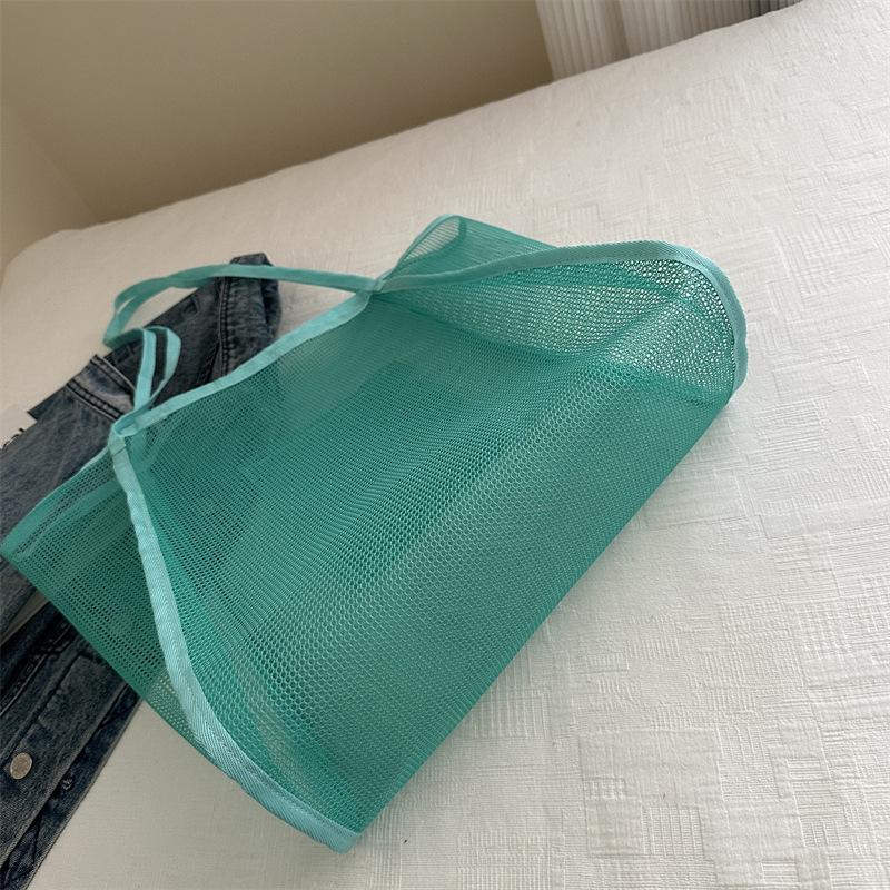 New Transparent Mesh Satchel Bag Women's Tide Ins Style Toy Seaside Tote Beach Bag Large Capacity Mesh Shoulder
