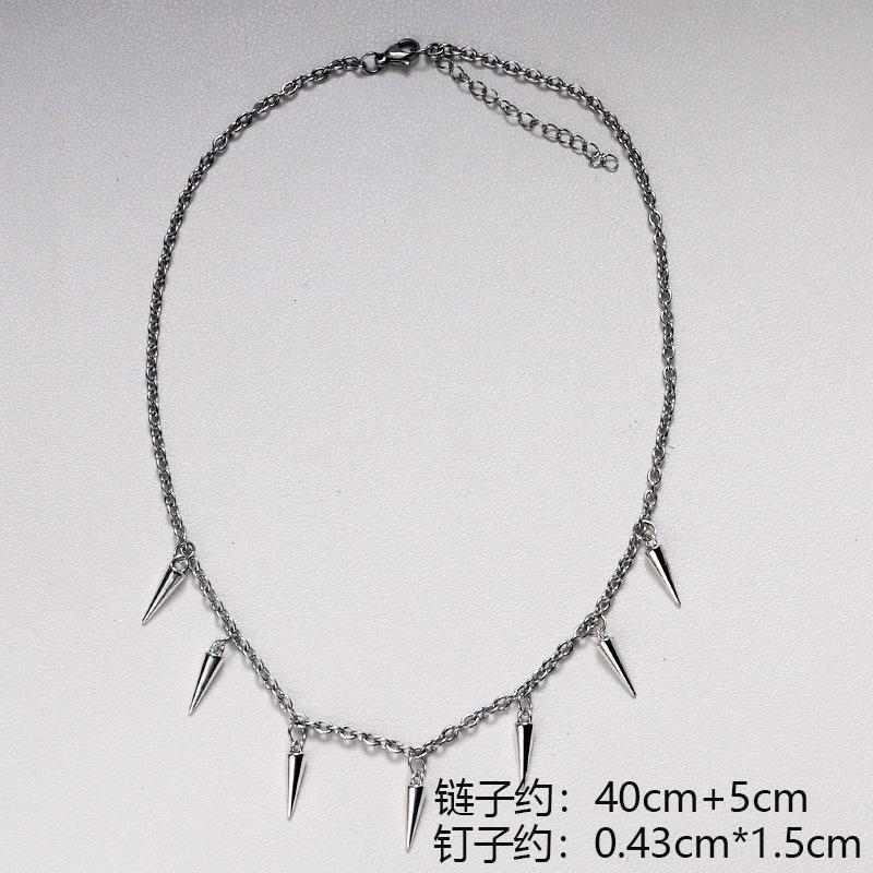 Cold wind rivet fringed necklace male trendy hip-hop niche design female light luxury high-end clavicle chain stainless steel chain