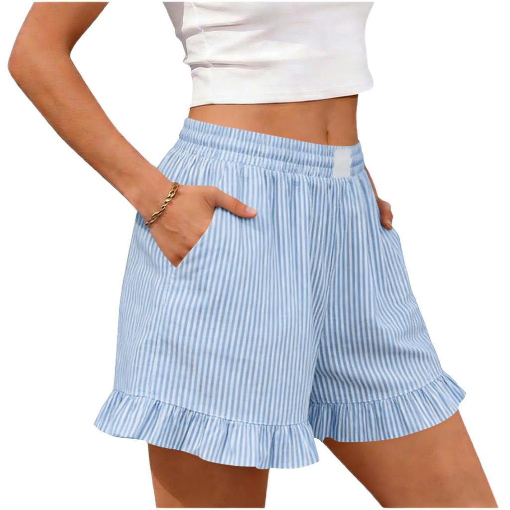 Shorts For Women Striped  Casual Summer Loose Pocket Shorts