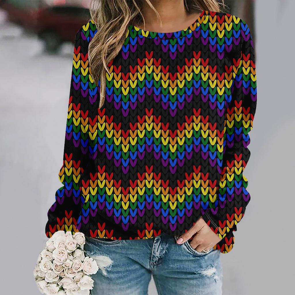 autumn and winter new fashion round neck long sleeve printed elegant casual loose hoodie