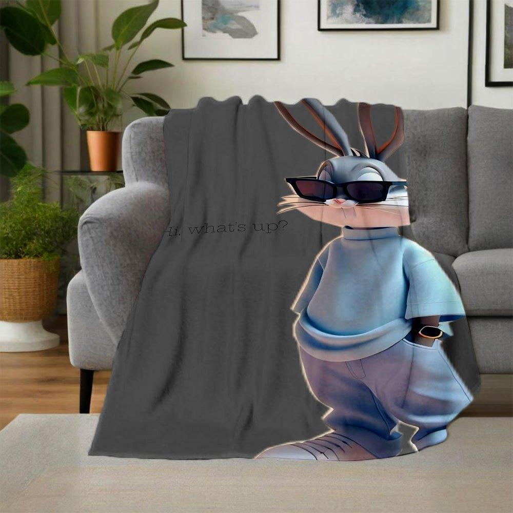 "Chill Vibes: Bugs Bunny's Casual Cool Look"Blanket Flannel Throw Blanket for Sofa, Bed, Travel, Camping, Office
