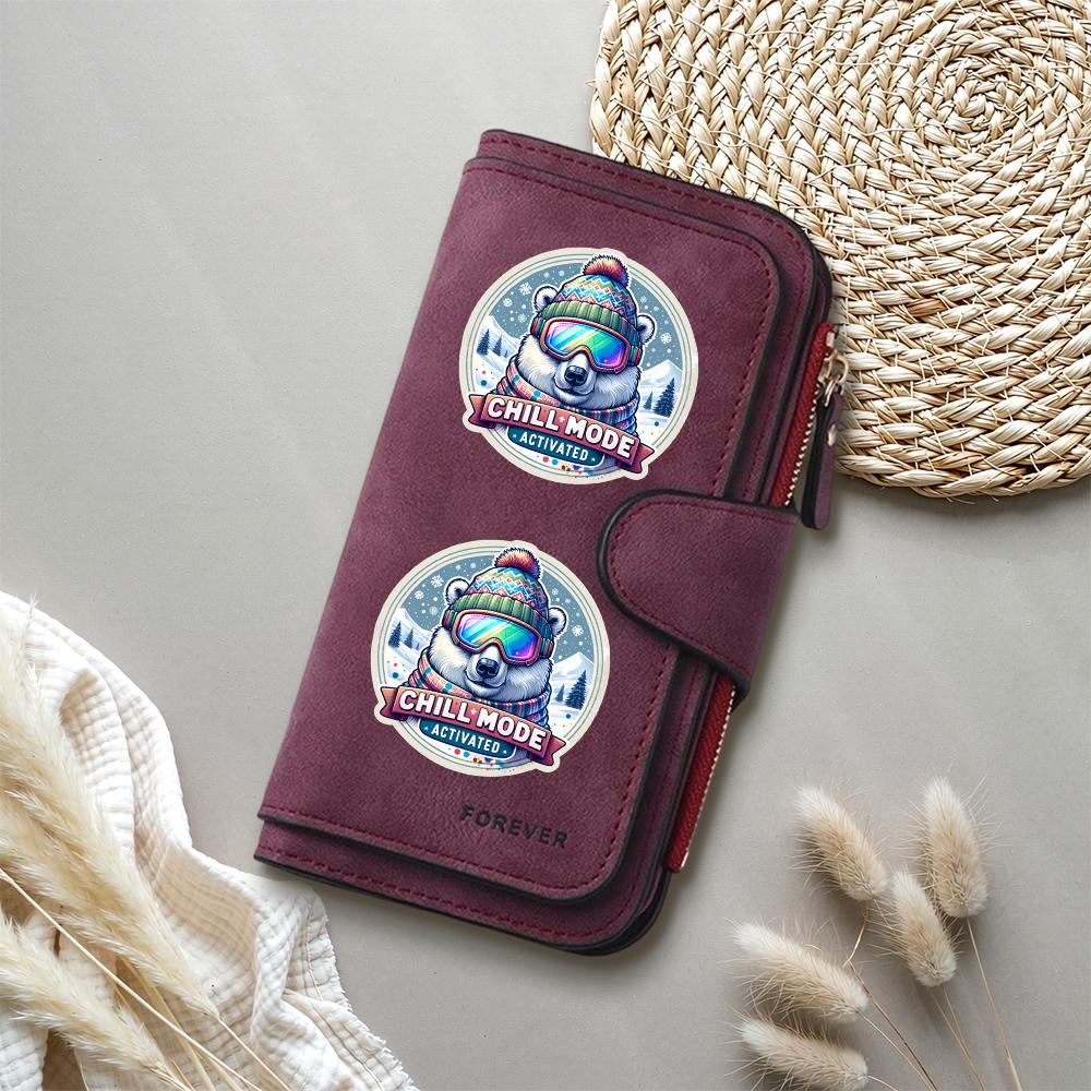 Cute Polar Bear Print Long Wallet Fashion Casual Large Capacity Card Holder PU Leather Purses for Daily Use