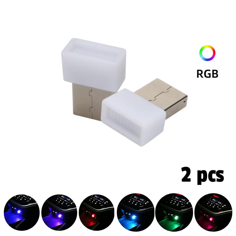 1/2pcs Mini USB LED voice-controll Car Light Auto RGB Interior Atmosphere Light PC Auto Colorful Decorative Lamp Car Accessory