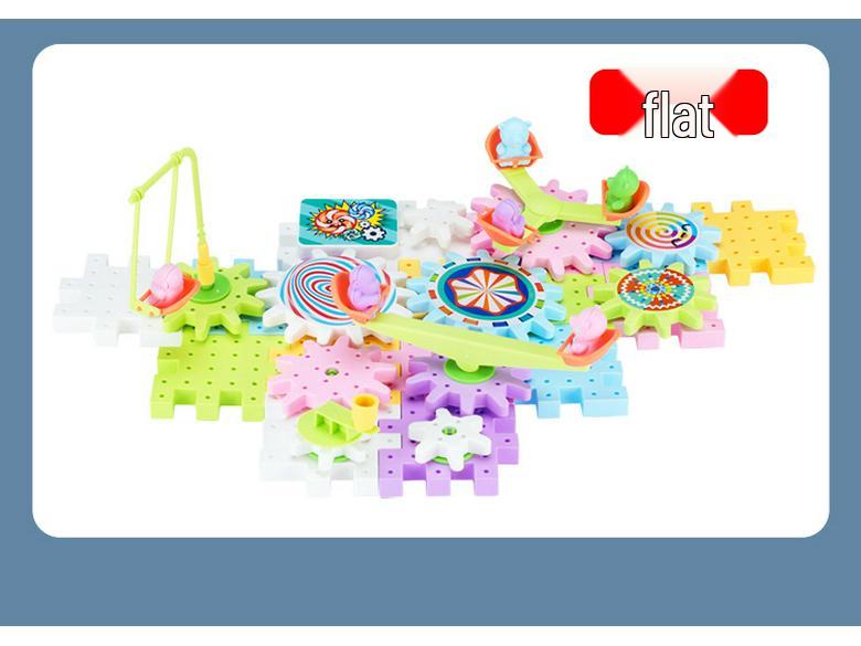 Adjustable Electric Gear Building Blocks Toy Set for Girls and Boys, Educational Puzzle for Ages 3-6