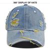 Vintage Distressed Denim Baseball Cap With Sun Protection For Casual Wear