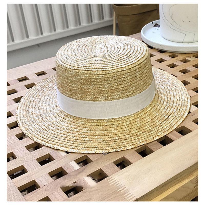 Flat top hat Seaside sun hat Sun hat Sunscreen hat Women's hat Lafite sunshade flat brim top hat