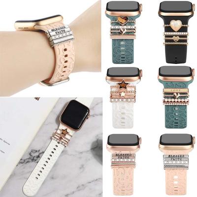 Metal Wristbelt Charms Watch Band Decoration Ring For Apple Diamond Ornament For Iwatch Bracelet Silicone Strap Jewelry Accessor