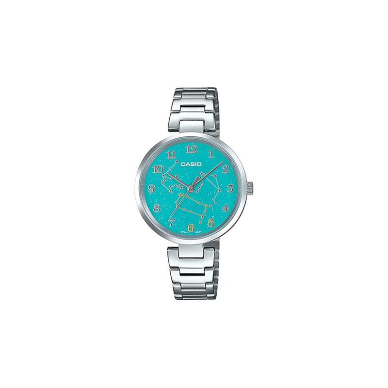 

Casio green dial Leo Zodiac pattern dial quartz movement stainless steel strap Japanese and Korean watch women s watch green dial LTP-E07D-3 зелёный