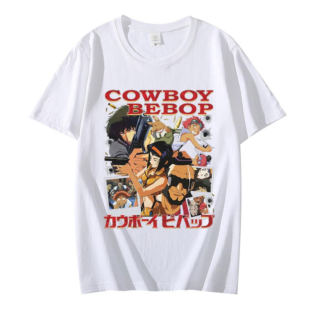 Serin Kovboy Bebop T Shirt Erkek Moda Kısa Kollu Rahat Anime Uzay Spike Japon Manga Jet Faye Tshirt O-boyun Tee Tops Merch