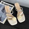New Style Slides Flip Flops Sandals Open Toe Woman Slippers High Up To 5cm Heel Summer Shoes for Women Crystals Zapatos Mujer