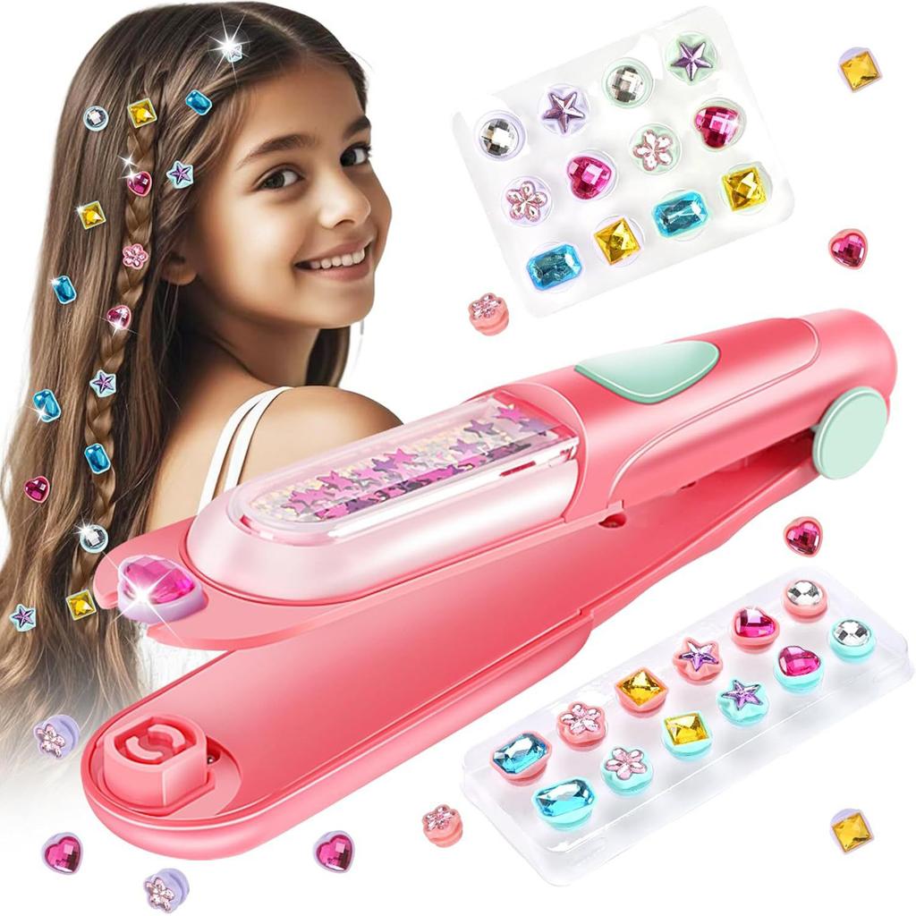 Hair Gem Stamper Kit 24pcs Hair Gem Sticker DIY Bling Hair Jewel Applicator No Glue Reusable Shining Hair Accessories