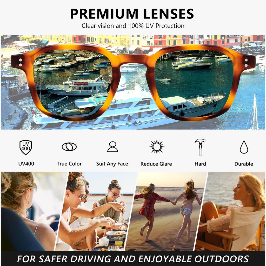 Sunglasses for Women UV400 PC Wellington Unisex [FEISEDY] & Men, Protection, Glasses, Style, Stylish, Lightweight, Non-Prescription, Non-Polarized,