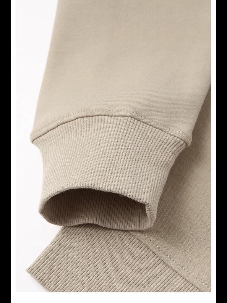 Unisex Heavyweight Cotton Sweatshirt, 300g, Long-Sleeve, Round Neck, Plus Velvet, Solid Color.