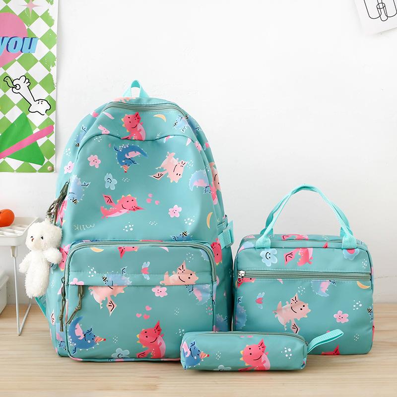 

Рюкзак с милым мультяшным принтом, изоляционный рюкзак для обеда, набор из 5 предметов 45x31x13cm зелёный