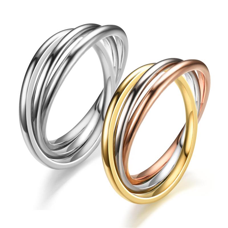 Couple Europeanamerican Stainless Geometric Steel Ring Three Lives Three Worlds Design