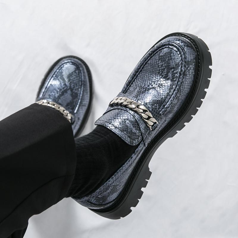 Fashion Men Leather Casual Handmade Shoes Platform Loafers Slip-on High Quality Green Thick Bottom Oxford Shoes Fashion Wedding Shoes