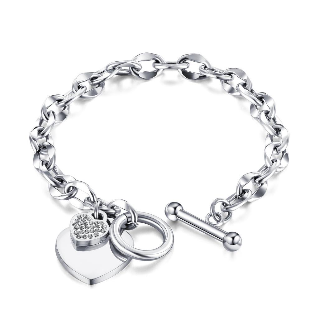 Titanium Steel Women's Bracelet OT Buckle Love Stainless Steel Heart Bracelet Light Luxury Jewelry