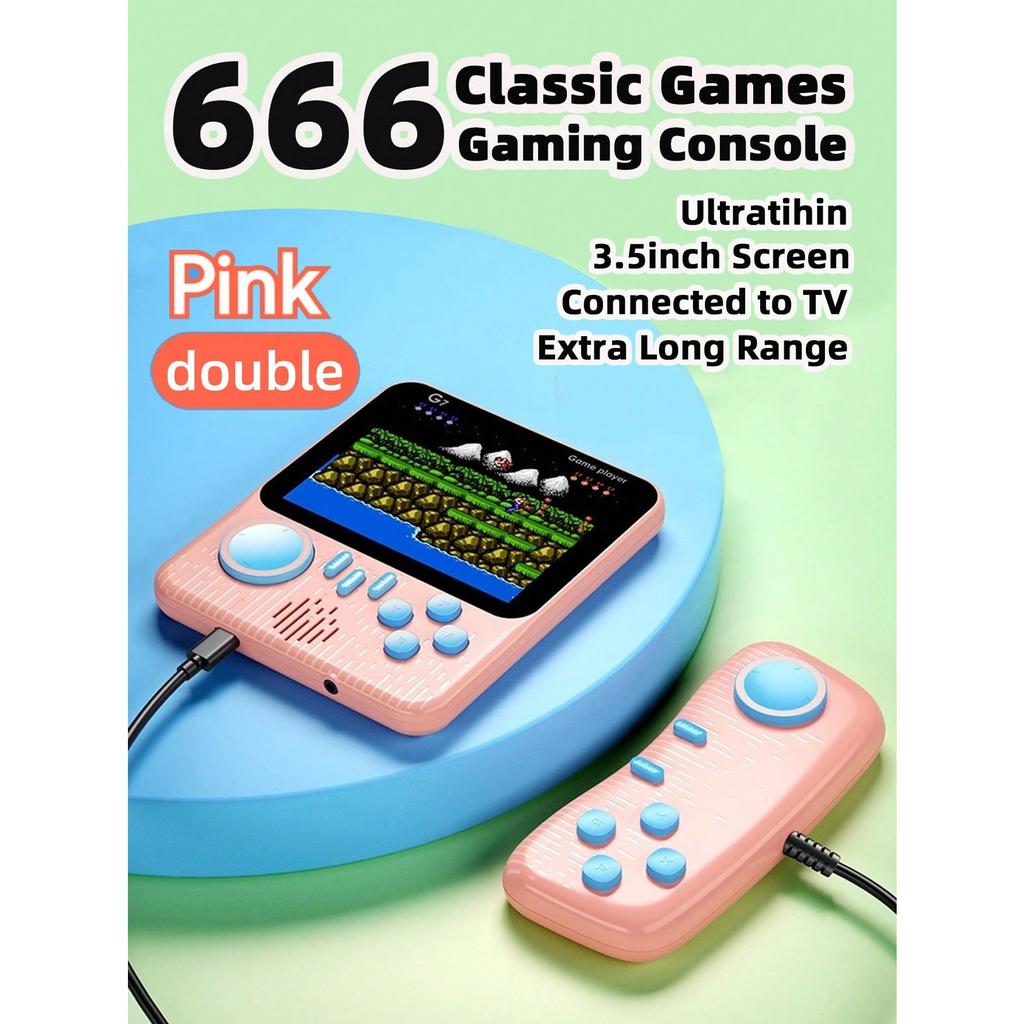 G7 Ultra-thin Mini Retro Handheld Portable Game Console 3.5-Inch LCD Color Screen Built-In 666 Game with Inbuilt Speaker Connect with TV Gameboy